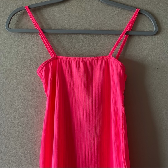 Vibrant Pink Ribbed Mini Dress - Picture 7 of 15